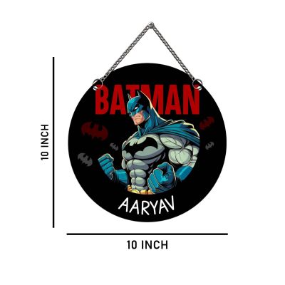 GIFTMEBAZAR Personalized Batman Theme Wall Hanging Custom With Name Kids Room Wall Decor Birthday Return Gift Modern Wall Stylish Decoration